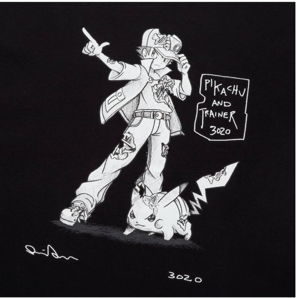 DANIEL ARSHAM X POKEMON T-Shirt Pikachu and Trainer 3020 UNIQLO Size M New - Picture 2 of 7